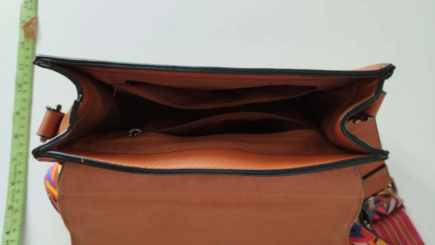Brown Saddle Bag with Woven Strap - photo 4