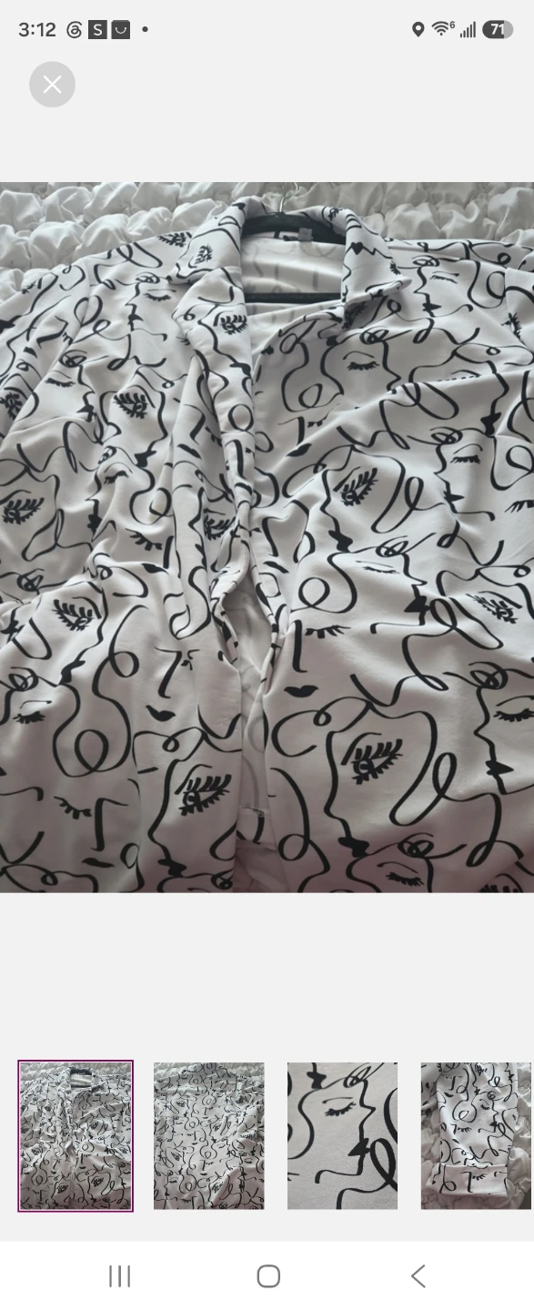 Abstract Face Print Button-Up Shirt - photo 2