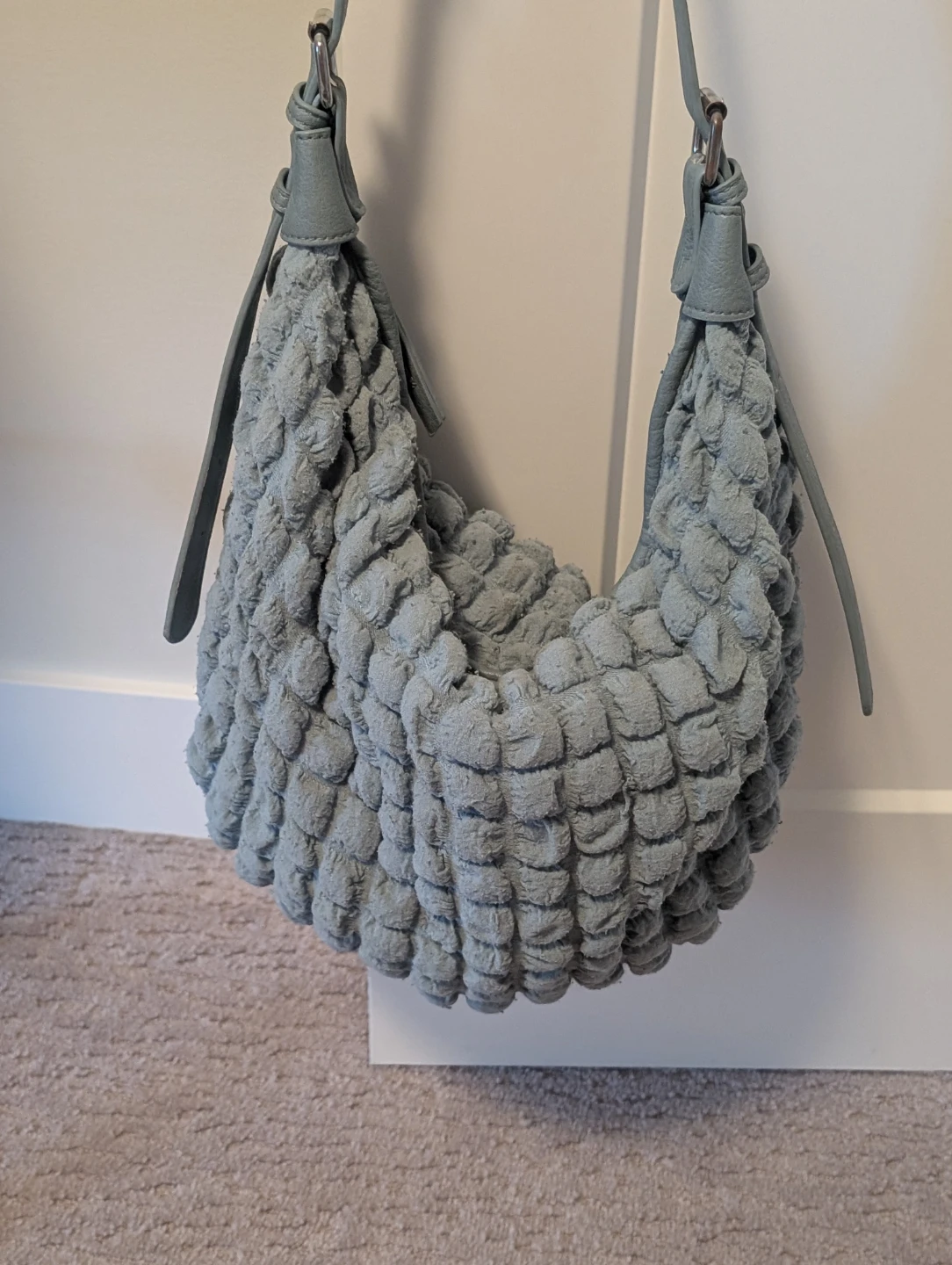 Light Blue Textured Shoulder Bag - photo 2