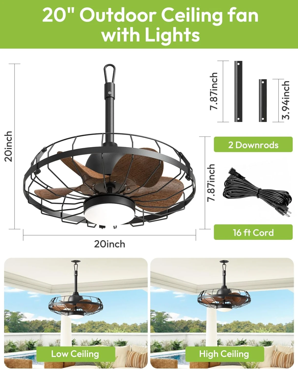 Outdoor Ceiling Fan with Light for Gazebo - photo 5