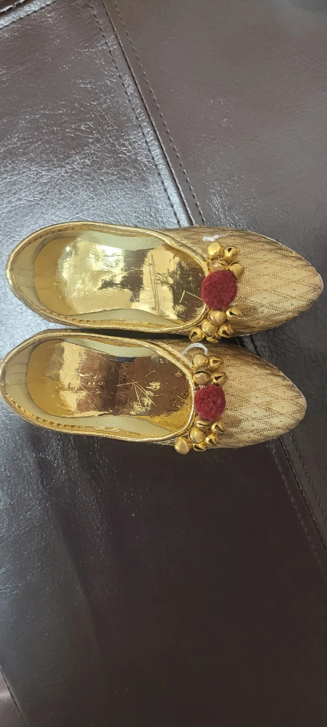 Golden Embellished Slip-On Shoes