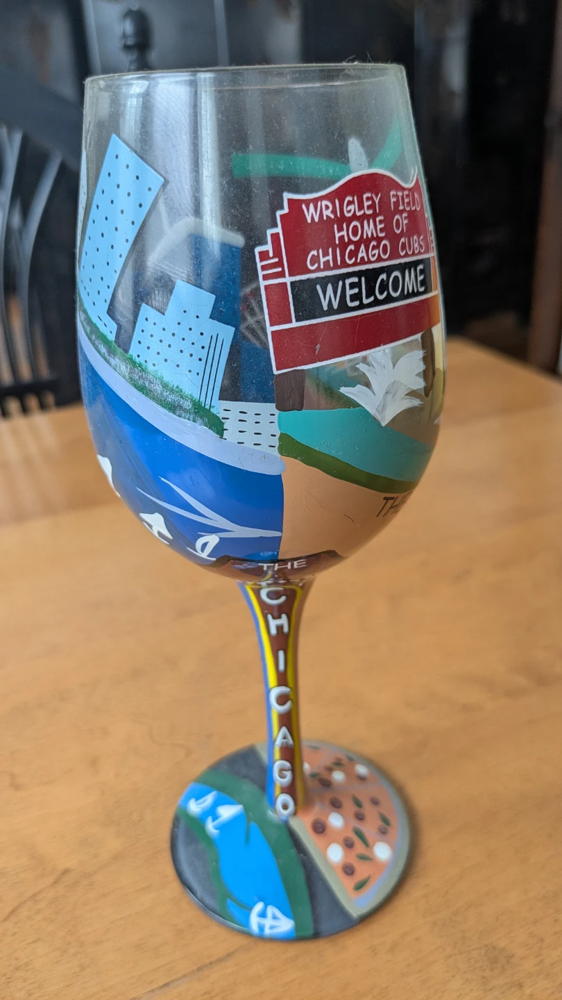 Lolita "Chicago" Hand Painted Wine Glass