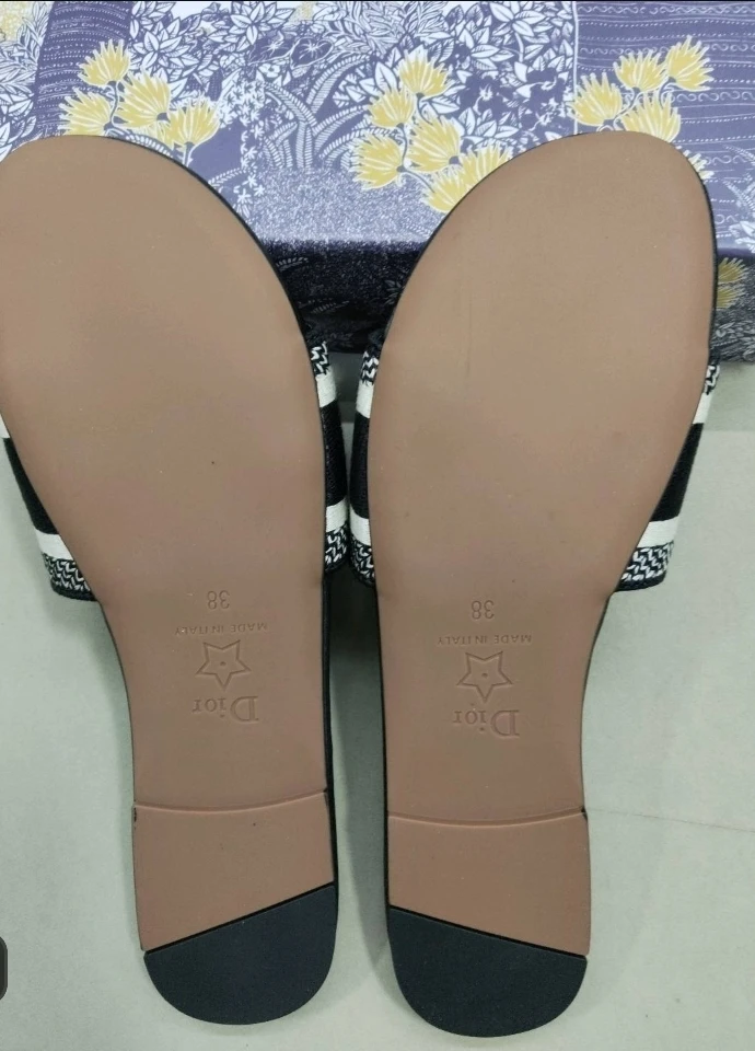 Christian Dior Slides Black White Size 38 - photo 2