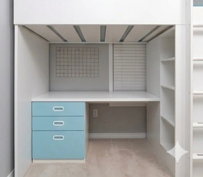 White Loft Bed with Desk and Storage IKEA