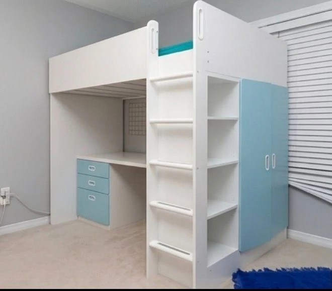 White Loft Bed with Desk and Storage IKEA - photo 3