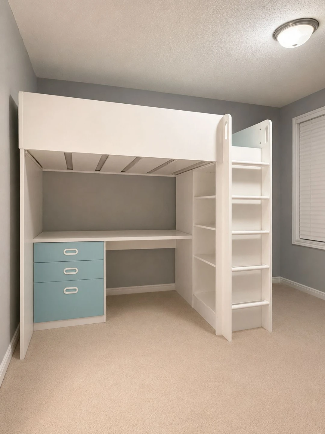 White Loft Bed with Desk and Storage IKEA - photo 5