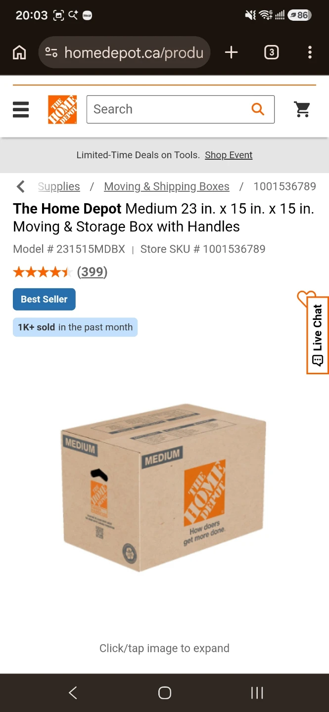 Medium Moving & Storage Box with Handles