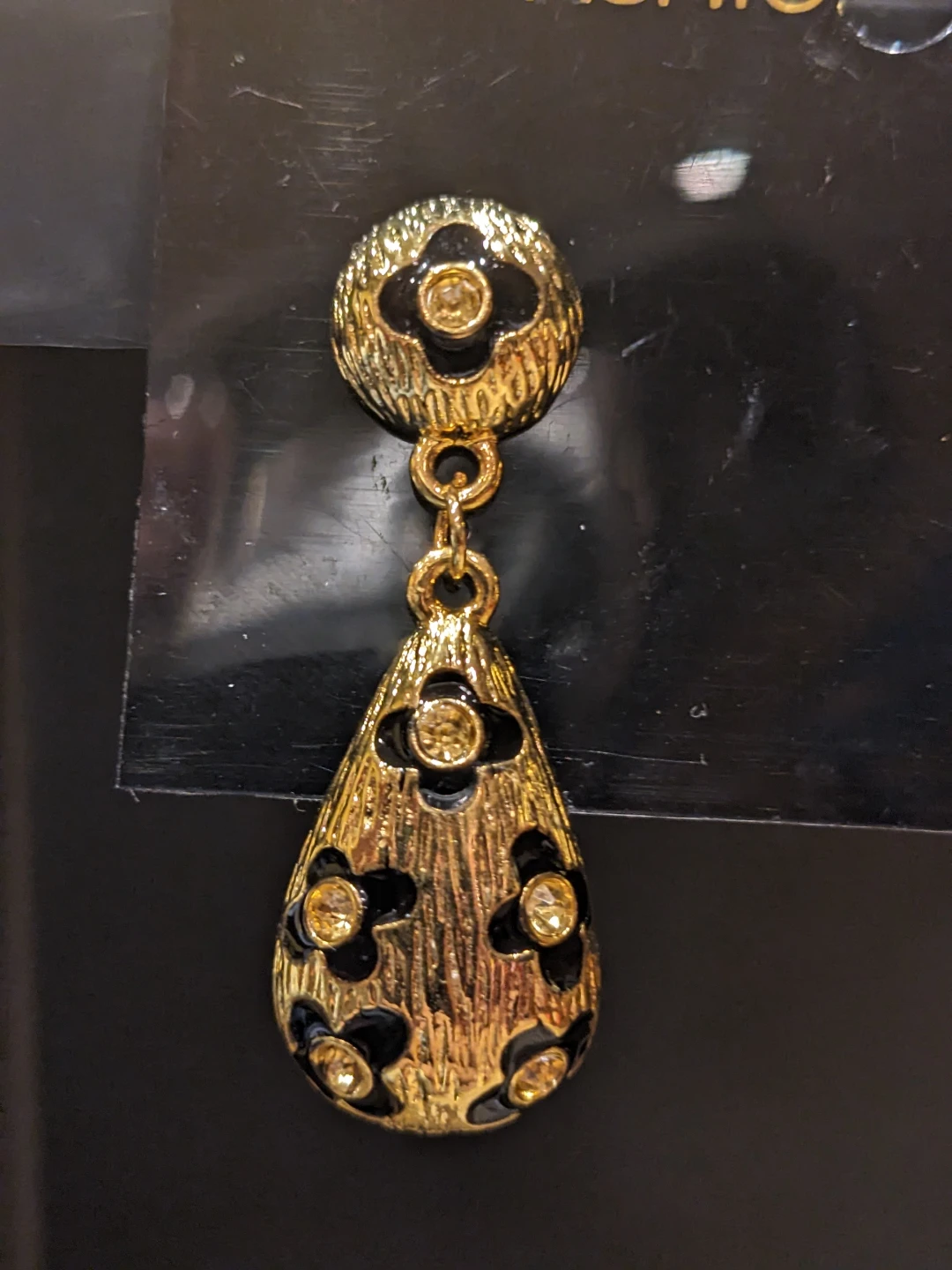 Vintage Gold Tone Teardrop Earrings - photo 4