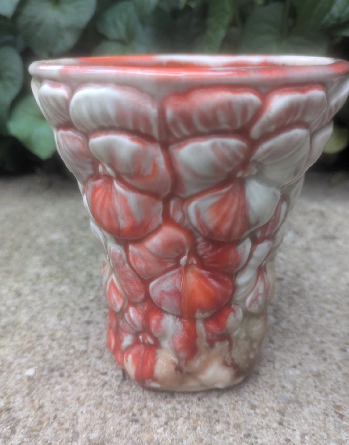 Vintage handmade Ceramic glazed floral vase