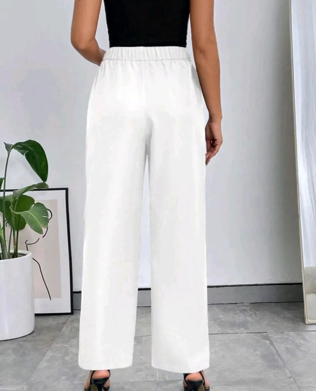 Firerie Solid Color Slant Pocket Trousers - White - photo 2