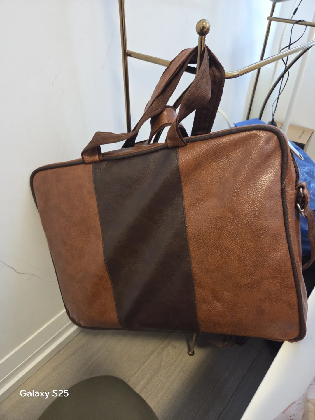Brown Faux Leather Briefcase