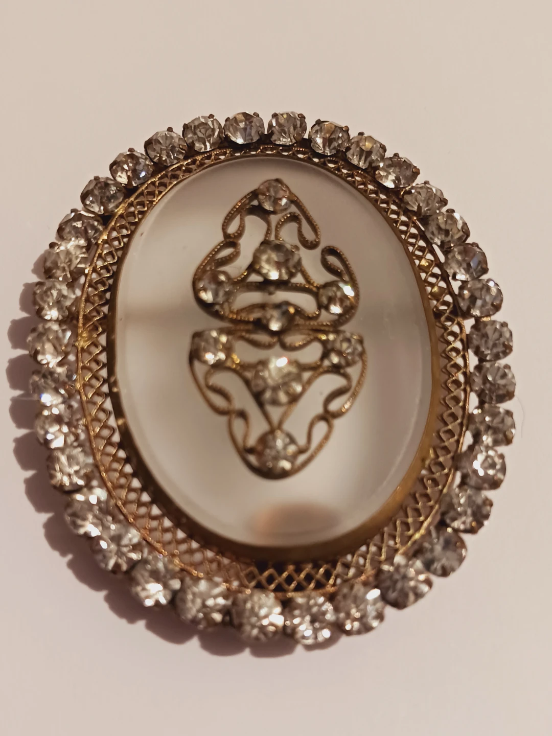 Art Deco 1920s Antique Frosted Crystal Rhinestone Pendant - photo 2