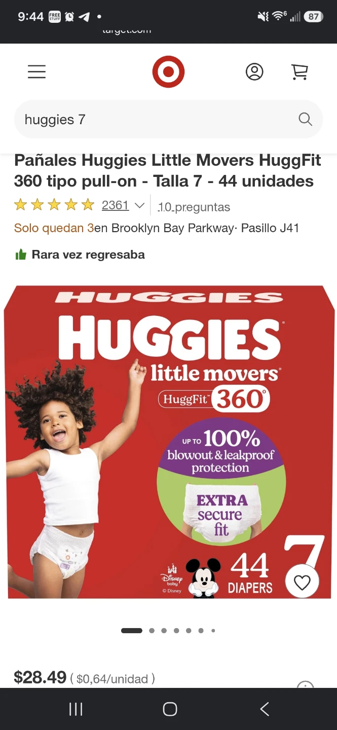 Huggies Little Movers 360 Pull-On Diapers Size 7 - 44 C