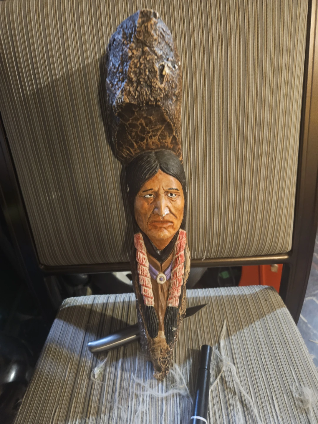 Carved Wooden Native American Figurine - photo 2