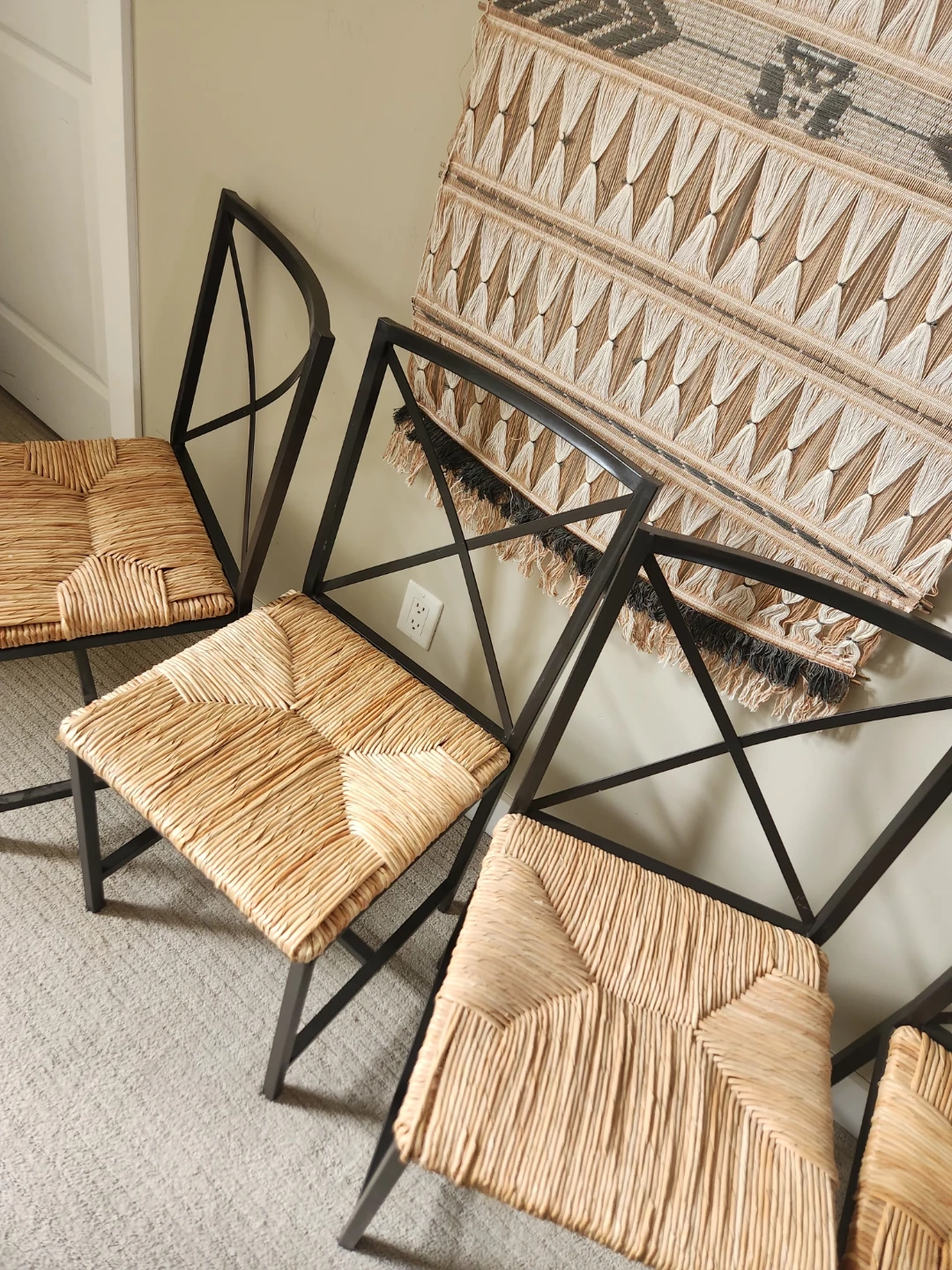 Set of 4 Woven Seat Dining Chairs - photo 4