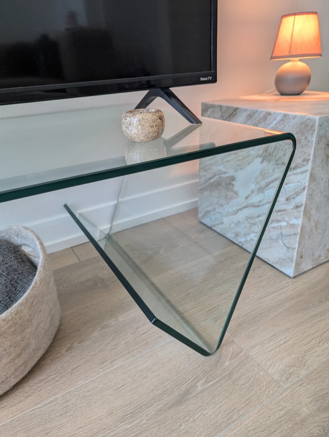 Vintage MCM glass coffee table