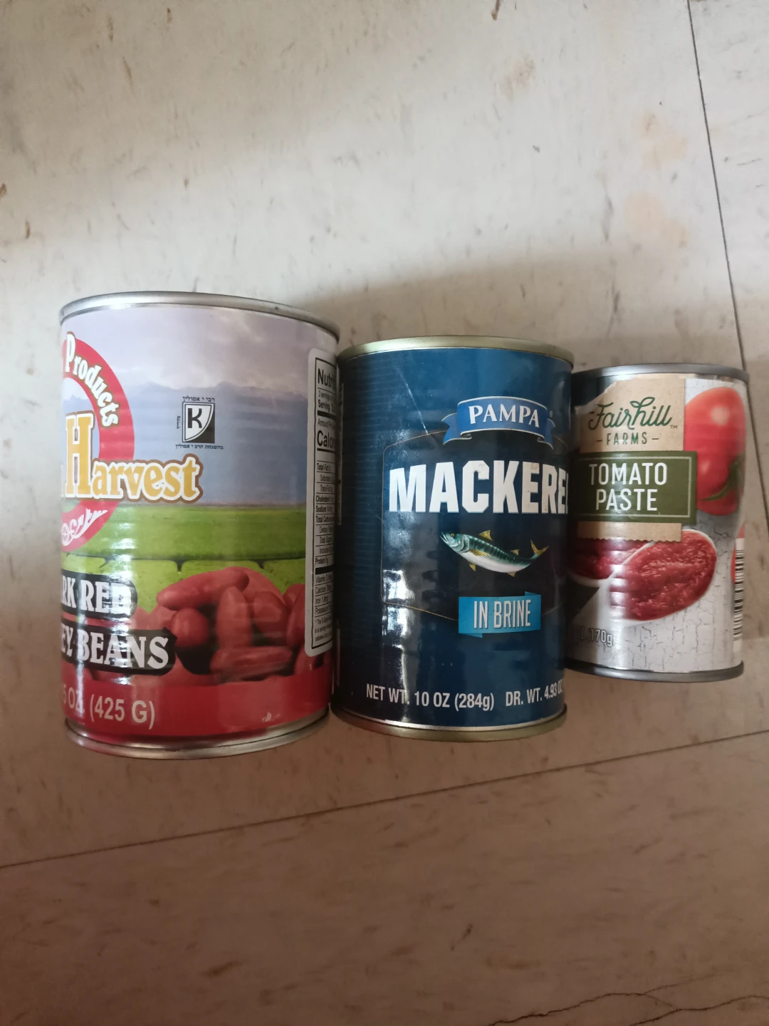 Harvest Red Kidney Beans, Pampa Mackerel, Fairhill Tomato Paste