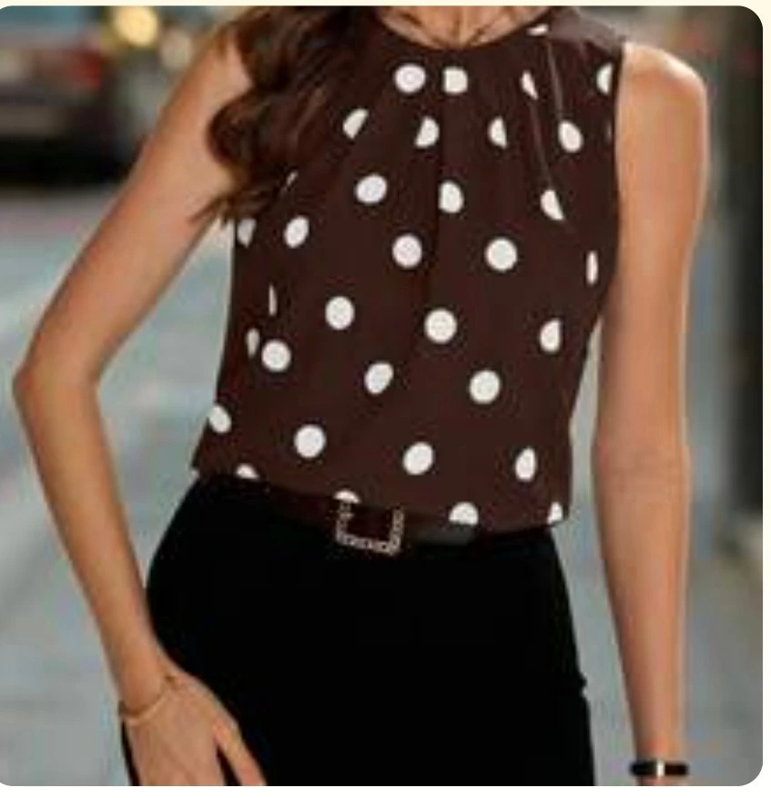 Brown polka dot sleeveless top
