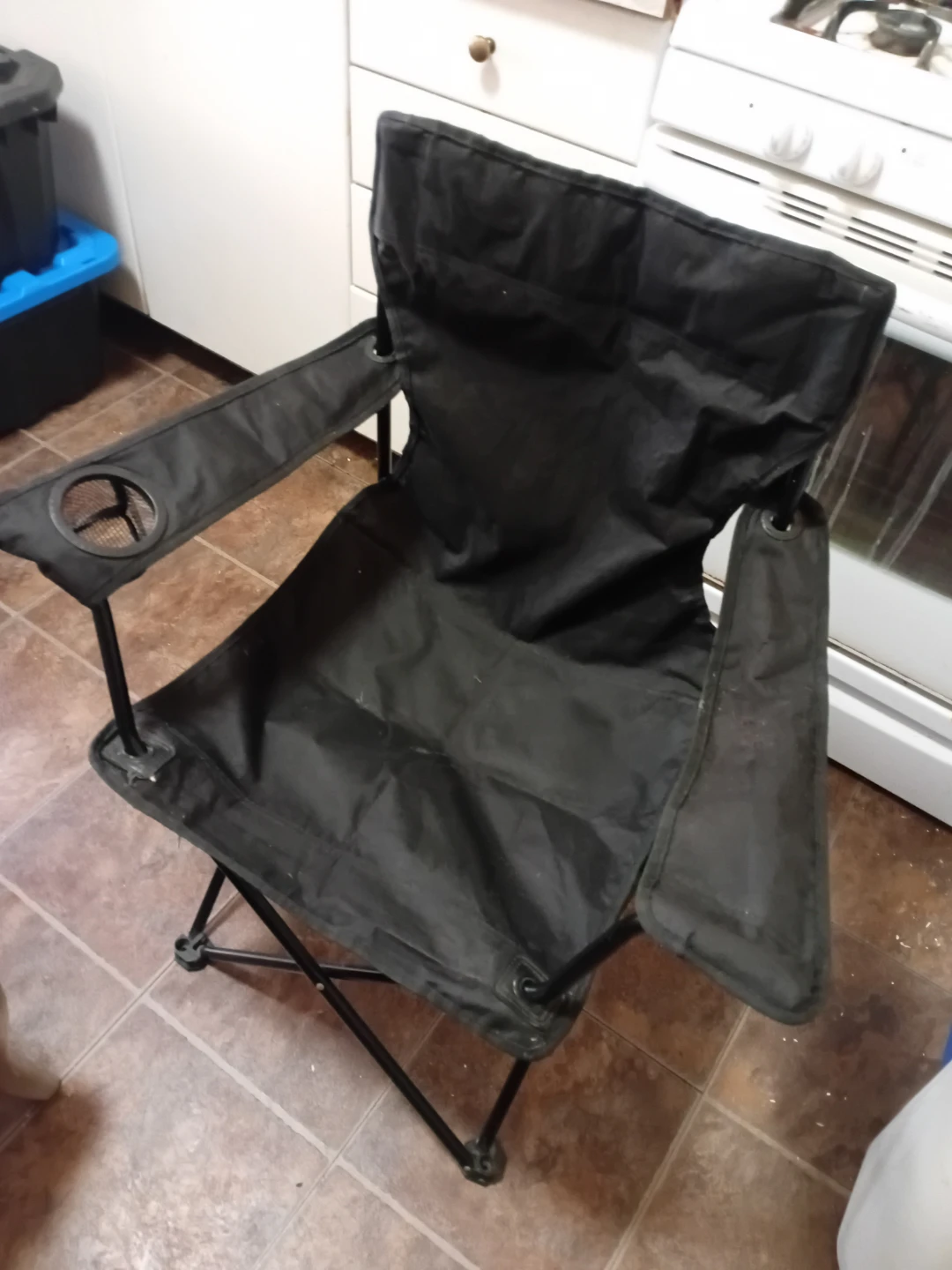 Black Folding Camping Chair with Cup Holder