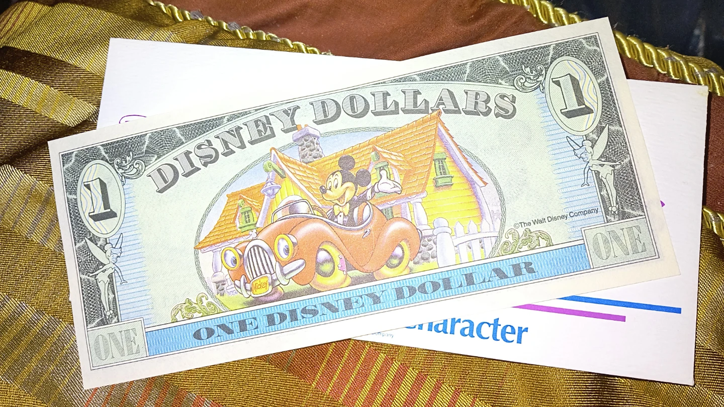 Disney Dollars Mickey's 65th Birthday 1 Dollar Bill - photo 3