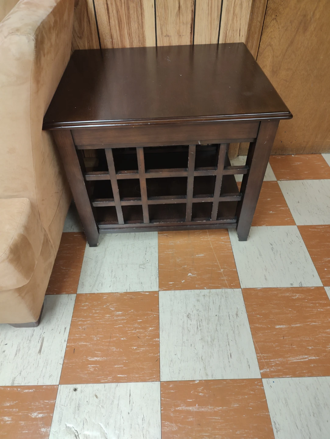 Dark Wood End Table with Shelf