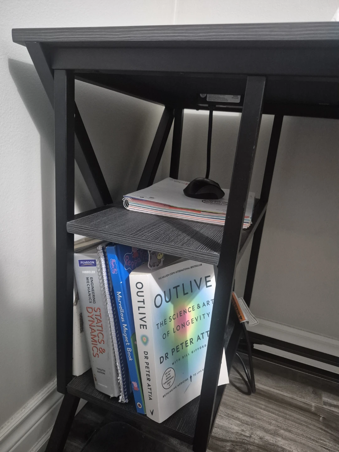 Dark Wood Laminate Desk with Built-in Power Outlets - photo 3