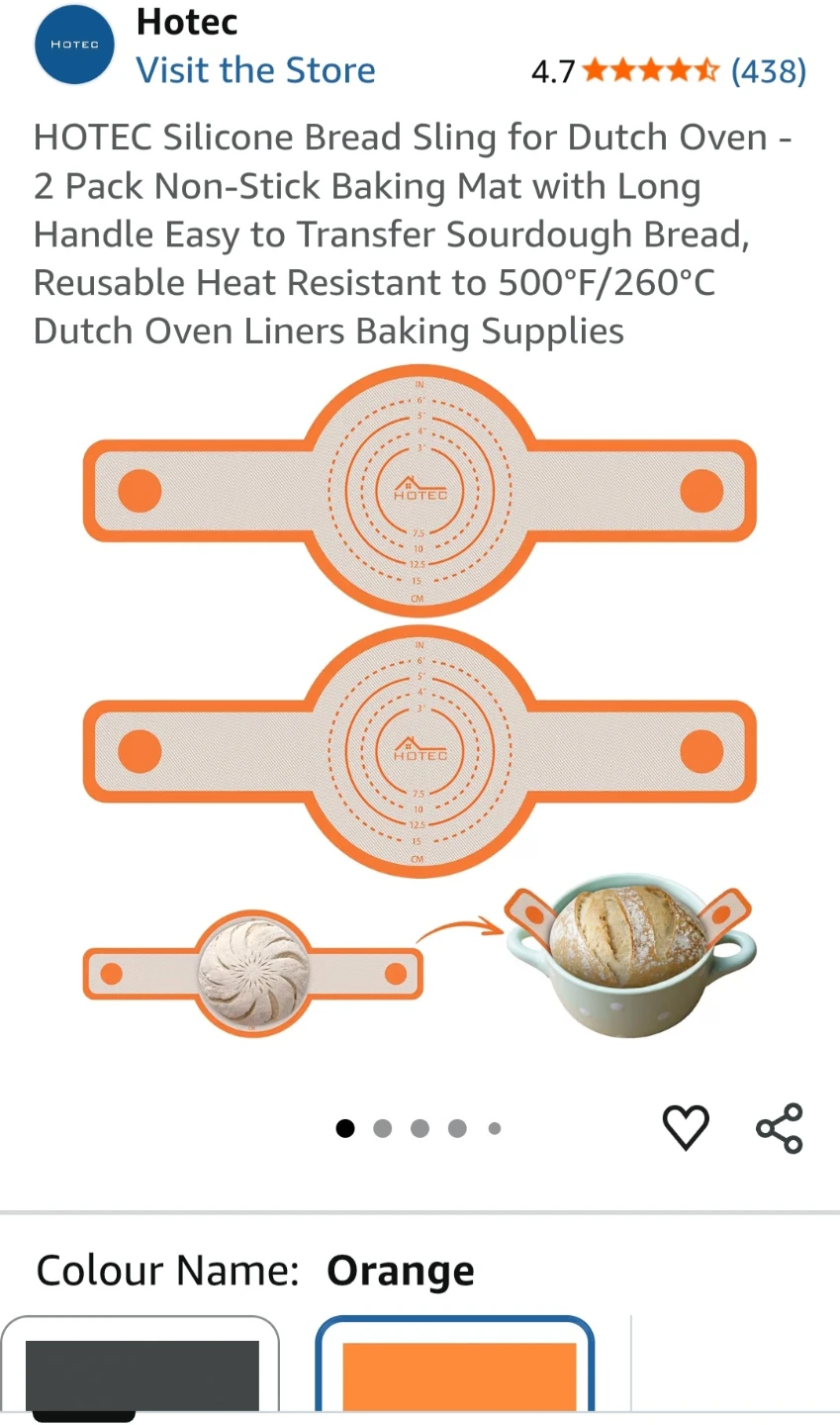 Silicone Bread Sling for Dutch Oven (2 Pack) - Orange - photo 3