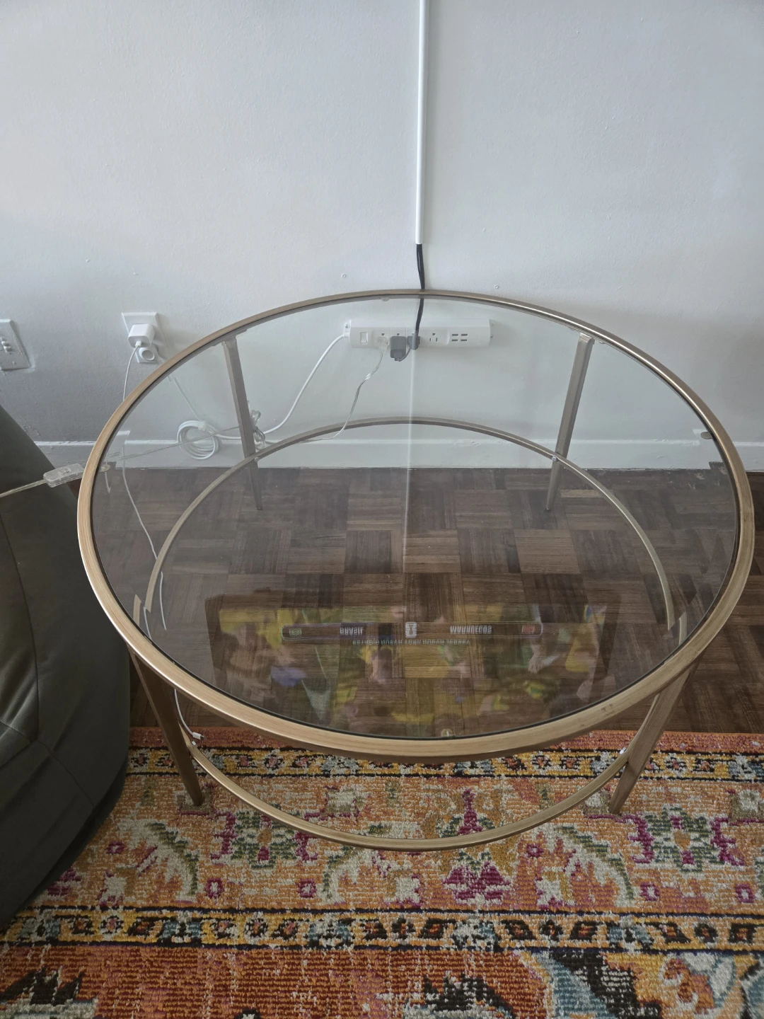 Round Coffee Table - Gold Metal Frame Glass Top