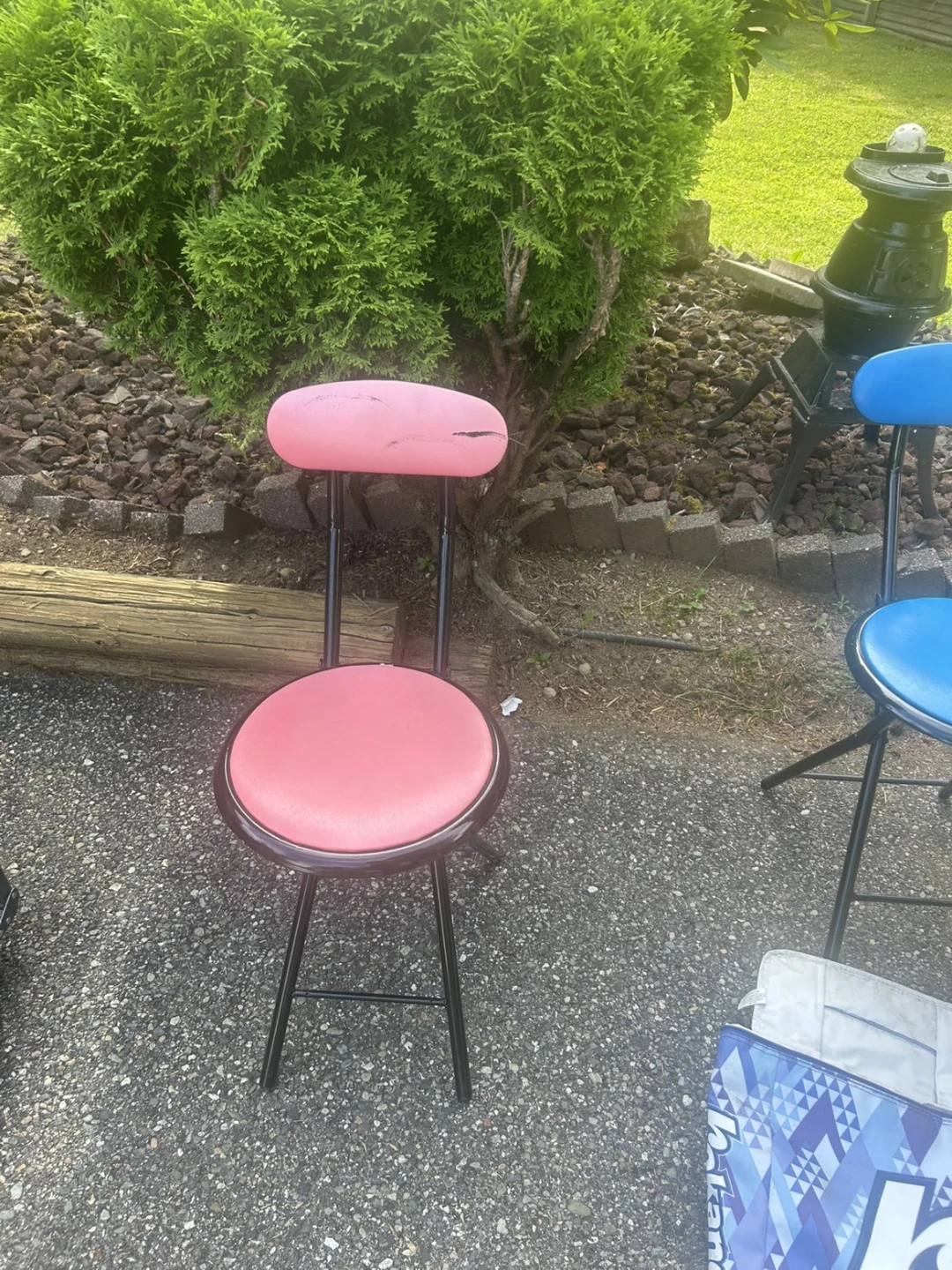 Blue and Pink Stool Chairs