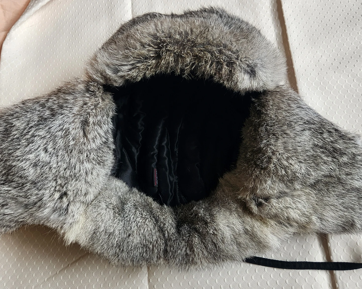 Black Trapper Hat with featuring gray rabbit fur trim - photo 5