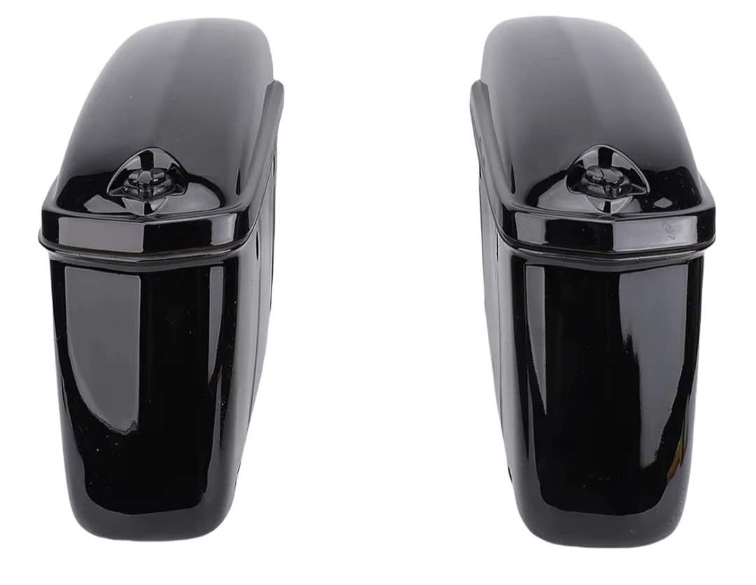 Black Motorcycle Saddlebags with Hardware