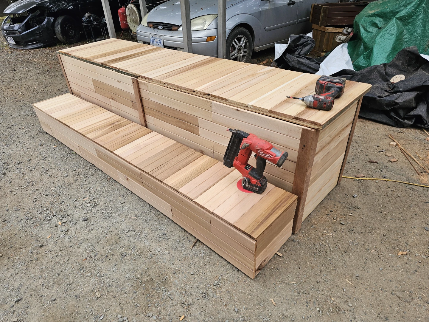 Custom Built Outdoor L-Shaped Sectional Bench with Storage - photo 3