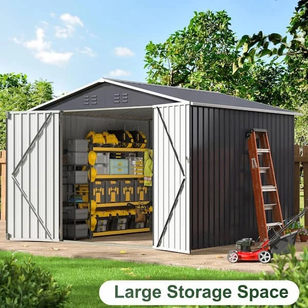 BRAND NEW- 7.4 x 7.4 ft Metal Storage Shed+Lockable Doors - photo 2