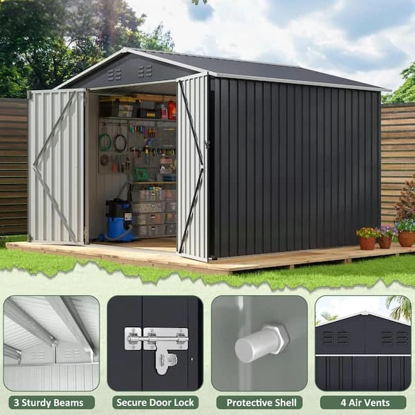 BRAND NEW- 7.4 x 7.4 ft Metal Storage Shed+Lockable Doors - photo 4