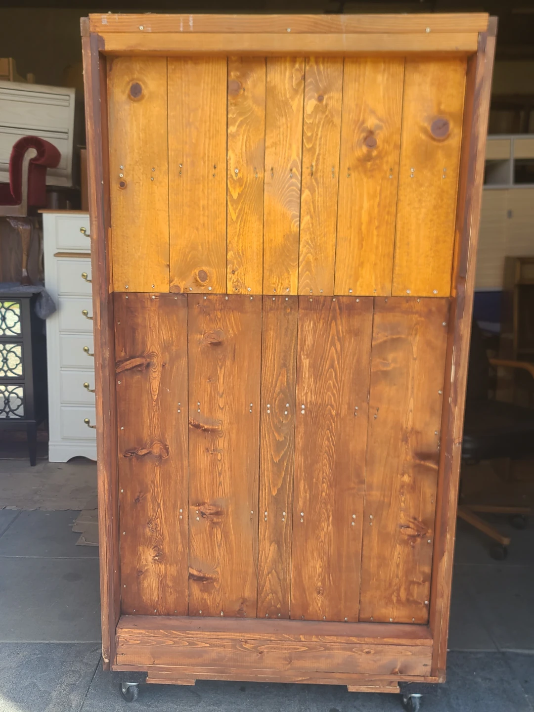 Rustic Pine Wood Rolling Bookcase - photo 4