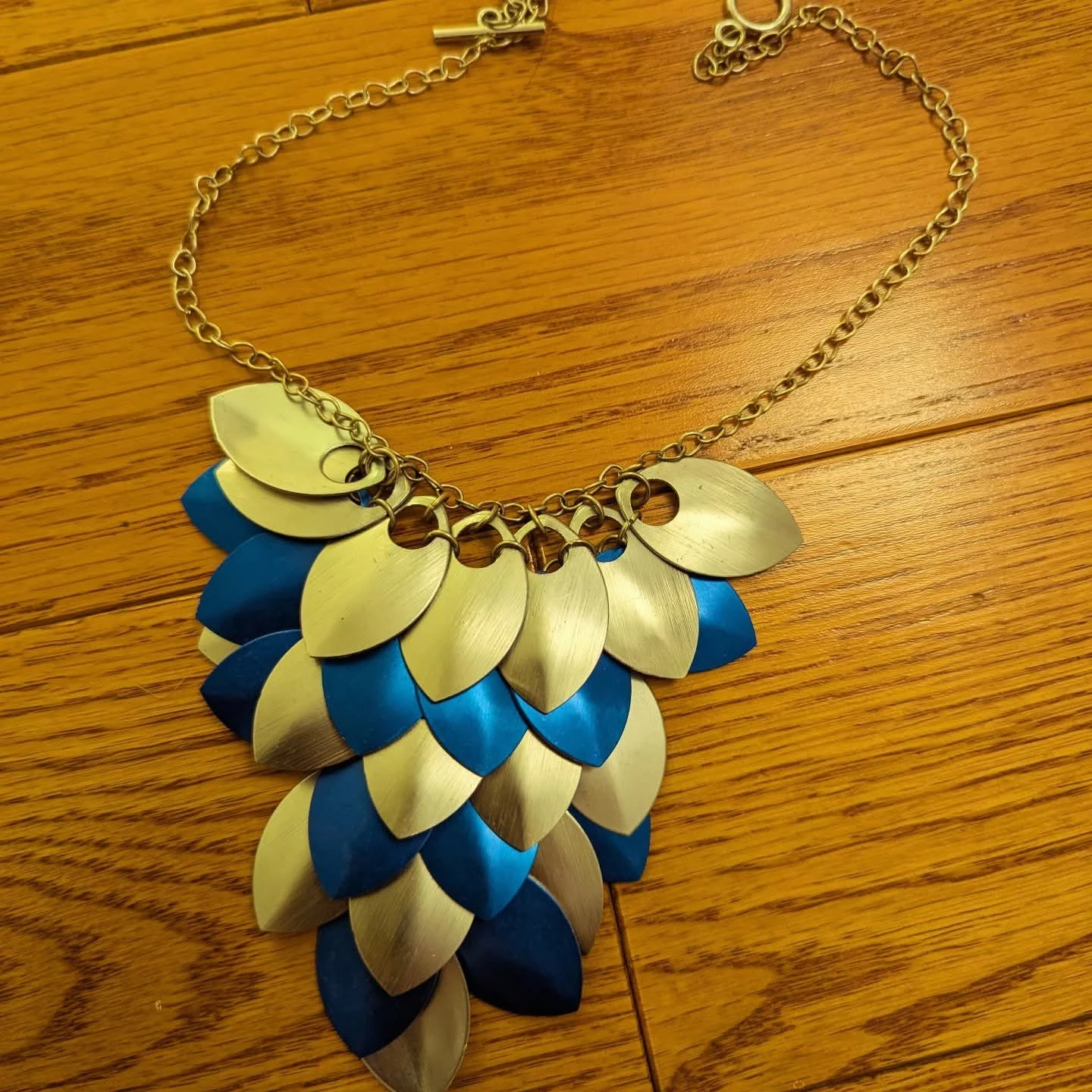 Scale Mail Necklace - Blue & Silver - photo 2