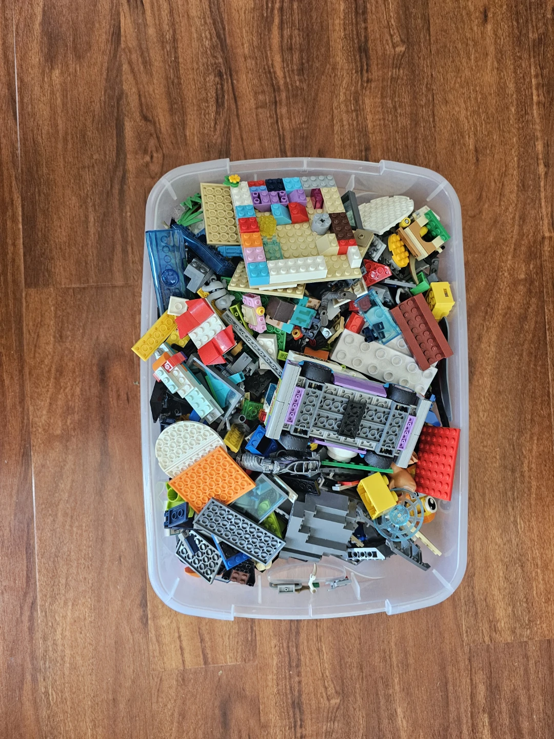 Assorted LEGO Building Bricks in Storage Bin