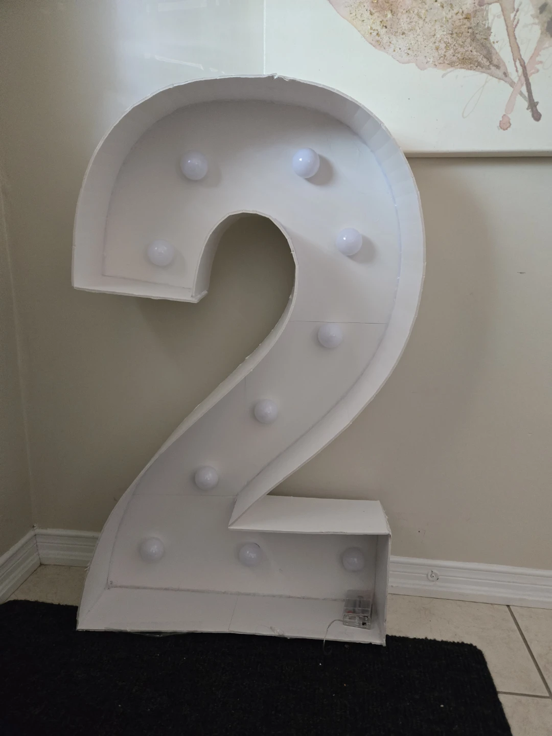 White Marquee Light-Up Number "2"