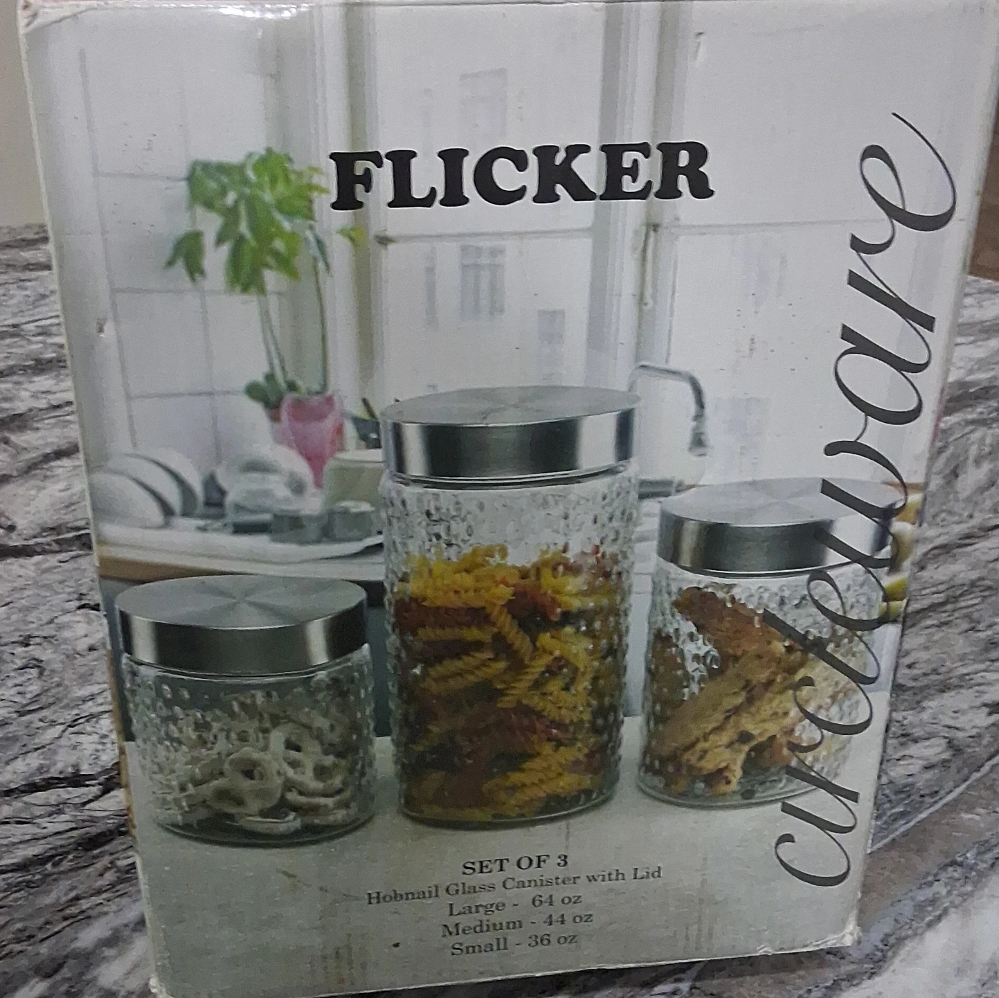 Flicker Hobnail Glass Canister Set (Set of 3) - photo 2