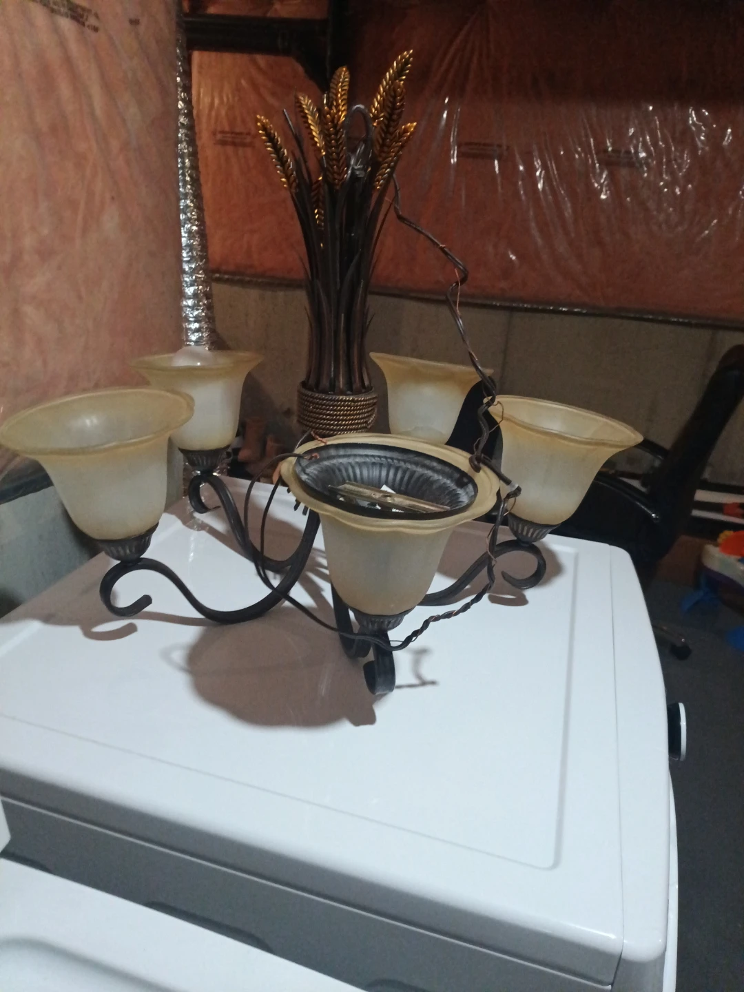 Chandelier with wheat accents