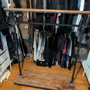 Industrial Pipe rolling CLOTHING RACK with 2 shelves