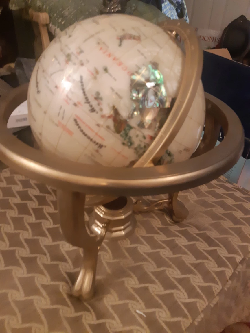 Gemstone Globe with 24K Gold Plated Base