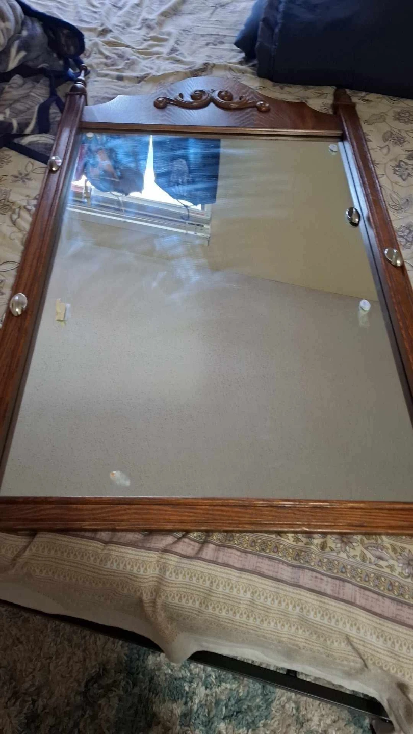 Vintage Wooden Dresser with Mirror