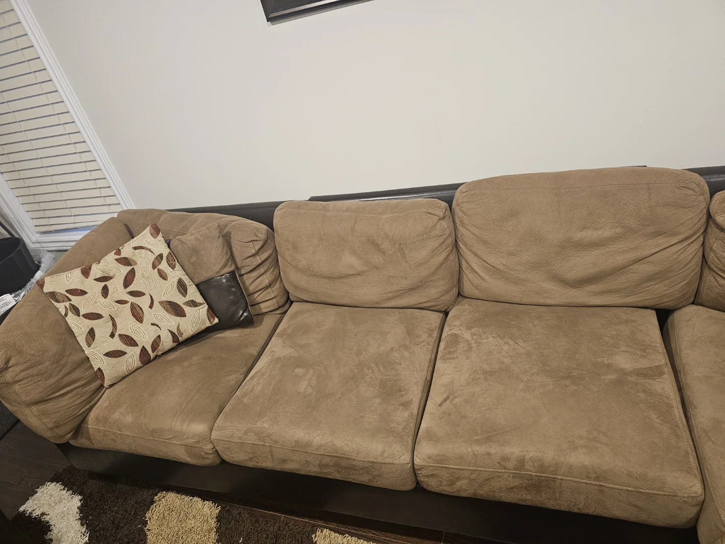Brown Sectional Couch with Ottoman - photo 3