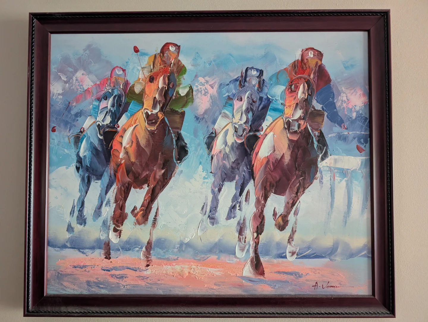 Mid-Century Modern Impressionist Equestrian Painting