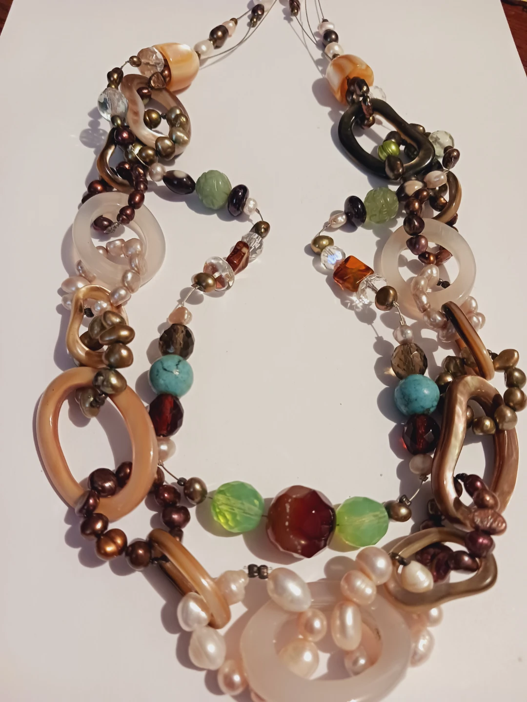 Handmade Multi Gemstones,  Baroque & Freshwater Pearls Necklace - photo 5