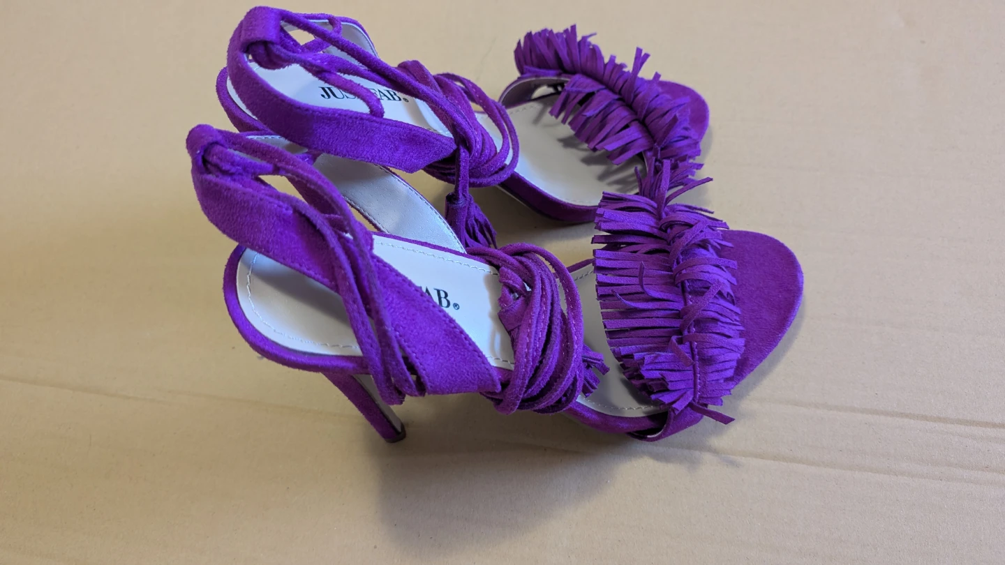Justfab Purple Suede Fringe Lace-Up Heels - photo 2