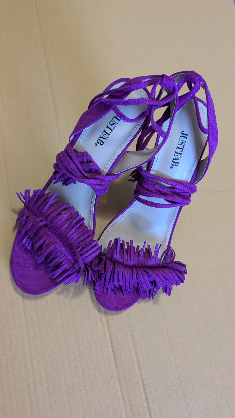 Justfab Purple Suede Fringe Lace-Up Heels - photo 3