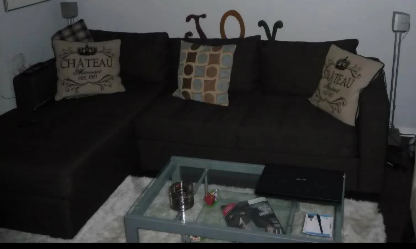 EQ3 DARK GREY SECTIONAL SOFA COUCH WITH CHAISE