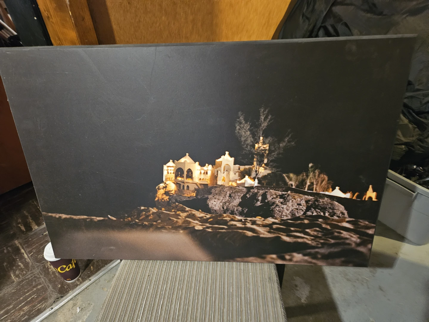 Canvas Print of a Lit Building at Night - photo 2